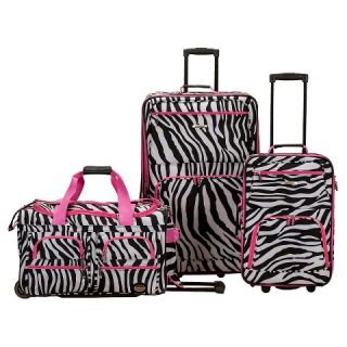 Rockland Spectra 3pc Luggage Set   Pink Zebra