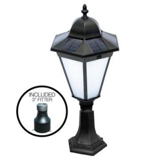Nature Power Essex 21 in. Black Outdoor Solar Powered Lamp with 3 in. Pole Fitter and Deck Mount 23201