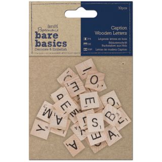 Papermania Bare Basics Wooden Letters 30/Pkg Caption   16707418