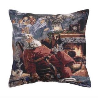 Set of 2 Santa Claus's Memories Decorative Christmas Tapestry Throw Pillows 17"