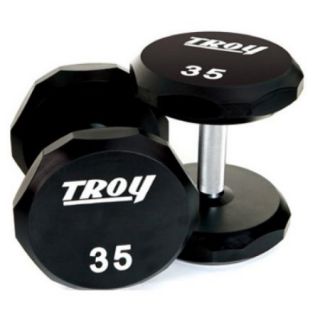 Troy Barbell 12 Sided Urethane Encased Dumbbell Set with Chrome Straight Handle   5 50 lbs.