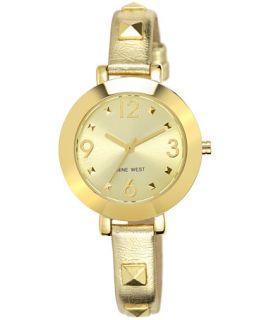 Nine West Watch, Womens Gold Tone Pyramid Stud and Metallic Strap