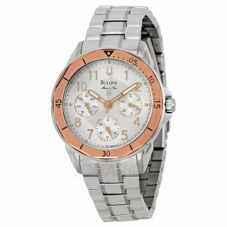 Bulova Marine Star Silver Dial Two Tone Stainless Steel Ladies Watch