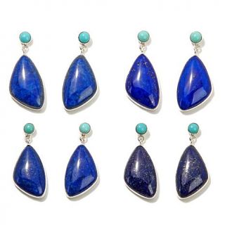 Jay King Freeform Lapis and Turquoise Drop Sterling Silver Earrings   1830592