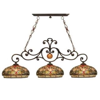 Dale Tiffany Briar Dragonfly 3 Light Antique Golden Sand Ceiling Island Fixture TH10100