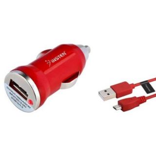 Insten Mini Pink Red Black White Car Charger Adapter+Micro USB Cable For Samsung HTC LG Motorola Blackberry Nokia ZTE