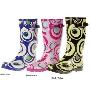 On Your Feet Rain Womens Swirl Print Rain Boots   10711011