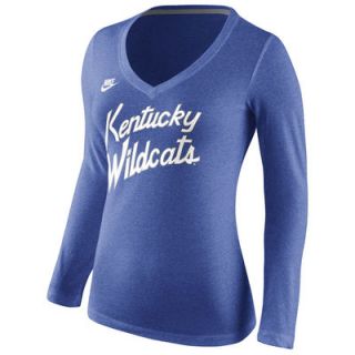 Kentucky Wildcats Nike Womens Rewind Script Slim Fit Tri Blend Long Sleeve T Shirt – Royal Blue