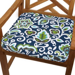 Navy Floral 20 inch Indoor/ Outdoor Corded Chair Cushion  