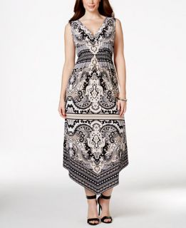 INC International Concepts Plus Size Printed Maxi Dress, Only at 