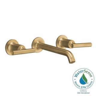KOHLER Purist 8 in. Wall Mount 2 Handle Low Arc Water Saving Bathroom Faucet Trim Only in Vibrant Brushed Bronze K T14413 4 BV