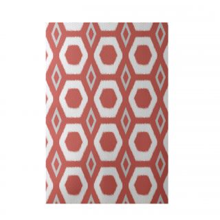 More Hugs and Kisses Geometric Print Orange Indoor/Outdoor Area Rug by