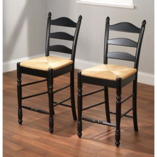 Ladder Back Rush Seat Counter Stools 24", Set of 2, Multiple Colors