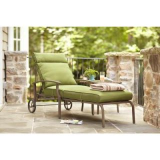Hampton Bay Bloomfield Woven Patio Chaise Lounge with Moss Cushion 151 039 CL