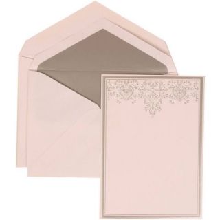 White Card with Silver Lined Envelope Large Wedding Invitation Silver Heart Jewel Set, 50 Cards, 5 1/2" x 7 3/4"