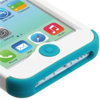 Insten White/Tropical Teal TUFF Hybrid Phone Hard Skin Case Cover For Apple iPhone 5C