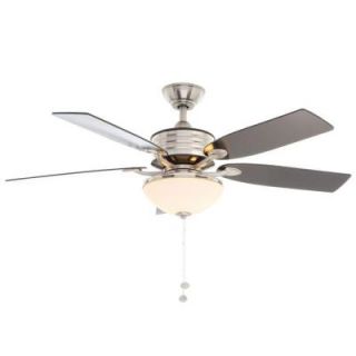 Hampton Bay Santa Cruz 52 in. Brushed Nickel Ceiling Fan with Black Accents AG712 BN+BK