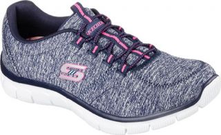 Womens Skechers Relaxed Fit Empire Heart To Heart Bungee Lace Shoe   Navy/Hot Pink