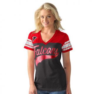 Officially Licensed NFL For Her Pass Rush Jersey Tee by Glll   Falcons   8079230