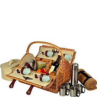 Picnic at Ascot Yorkshire Willow Picnic Basket with Service for 4,  Coffee Set and Blanket