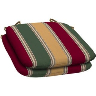 Mainstays Outdoor Resin Seat Pad, Set of 2, Red Green Tan Stripe