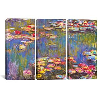 iCanvas Claude Monet Water Lilies 3 Piece on Wrapped Canvas Set; 60 H x 90 W x 1.5 D