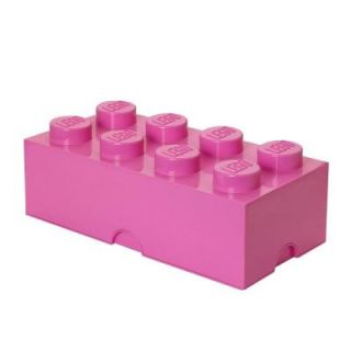 LEGO Storage Brick 8   9.84 in. D x 19.76 in. W x 7.12 in. H Stackable Polypropylene in Medium Pink 40040639