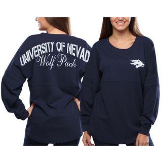 Nevada Wolf Pack Womens Pom Pom Jersey Oversized Long Sleeve T Shirt   Navy Blue