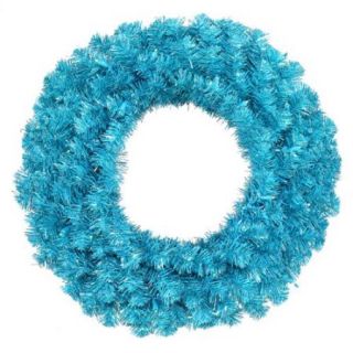 24" Pre Lit Sparkling Sky Blue Artificial Christmas Wreath   Teal Lights