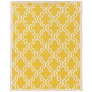 Linon Home Decor Silhouette Quatrefoil Yellow and White 8 ft. x 10 ft. Indoor Area Rug RUG SH1281