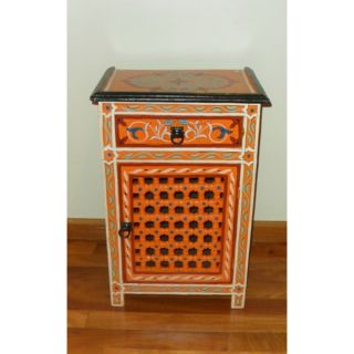 Handpainted Moroccan Arabesque Wooden End Table (Morocco)  