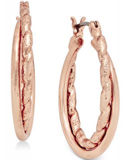 Charter Club Rose Gold Tone Textured Twist Hoop Earrings, Only at 