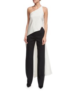 Narciso Rodriguez One Shoulder Tail Back Top & Mid Rise Slim Leg Pants