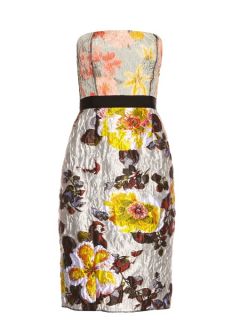 Floral jacquard brocade strapless dress  Oscar De La Renta US