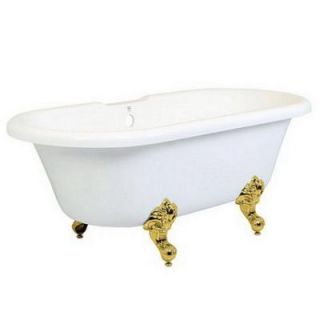 Aqua Eden 5.6 ft. Acrylic Polished Brass Claw Foot Double Ended Tub in White HVTDS672924H2