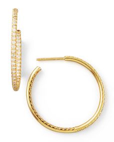 Roberto Coin 30mm Yellow Gold Diamond Hoop Earrings, 0.98ct