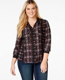 Jessica Simpson Plus Size Printed Split Back Shirt, Only at