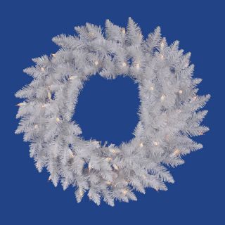 Vickerman 36 in Pre Lit Plug In Crystal White Spruce Artificial Christmas Wreath with White Clear Incandescent Lights