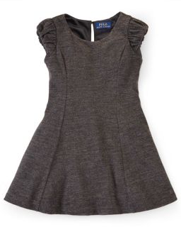 Ralph Lauren Childrenswear Cap Sleeve Flannel Wool Dress, Charcoal