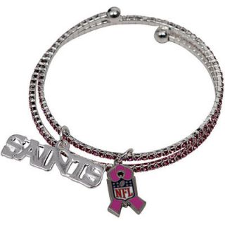 LogoArt New Orleans Saints Womens Breast Cancer Awareness Rhinestone Bracelet