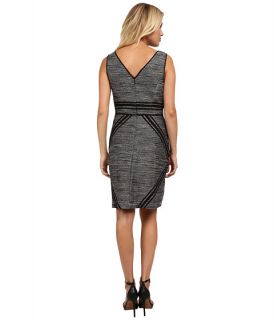 Adrianna Papell Tweed Dress w/ Tipping Detail Black/Ivory