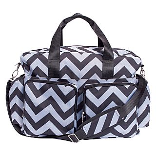 Trend Lab Black and Gray Chevron Deluxe Duffle Diaper Bag