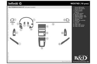 2005, 2006, 2007 Infiniti G35 Wood Dash Kits   B&I WD579D DCF   B&I Dash Kits