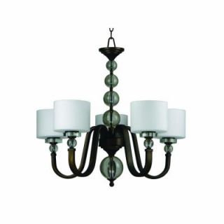 Yosemite Home Decor Mitchell Peak 5 Light Oil Rubbed Bronze Hanging Chandelier with Dove White Glass Shade 2009 5U ORB