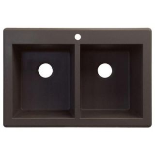 Transolid Radius Top Mount Granite 33 in. 1 Hole Equal Double Bowl Kitchen Sink in Espresso RTDE3322 12