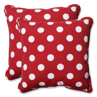 Pillow Perfect Outdoor Black/White Polka Dot Toss Pillows Square   Set