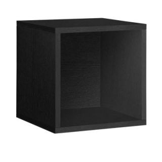 Way Basics Blox System 14.8 in. x 14.8 in. Stackable Large Storage Cube Organizer in Black Wood Grain BS SCUBE BK
