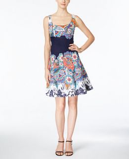 Nine West Sleeveless Printed A Line Dress   Dresses   Women