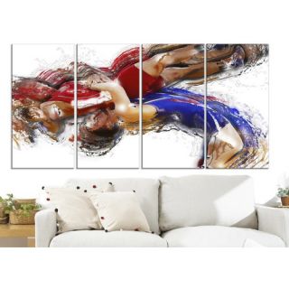Wrestling Body Slam 4 Piece Painting Print on Wrapped Canvas Set by